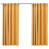 Cortinas opacas aspeto linho c/ ganchos 2 pcs 140x175cm amarelo 2