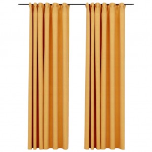 Cortinas opacas ganchos look de lino 2 pzas amarillo 140x245 cm H