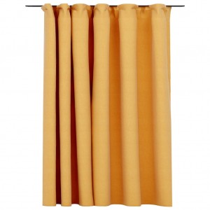 Cortina opaca con ganchos look de lino amarillo 290x245 cm H