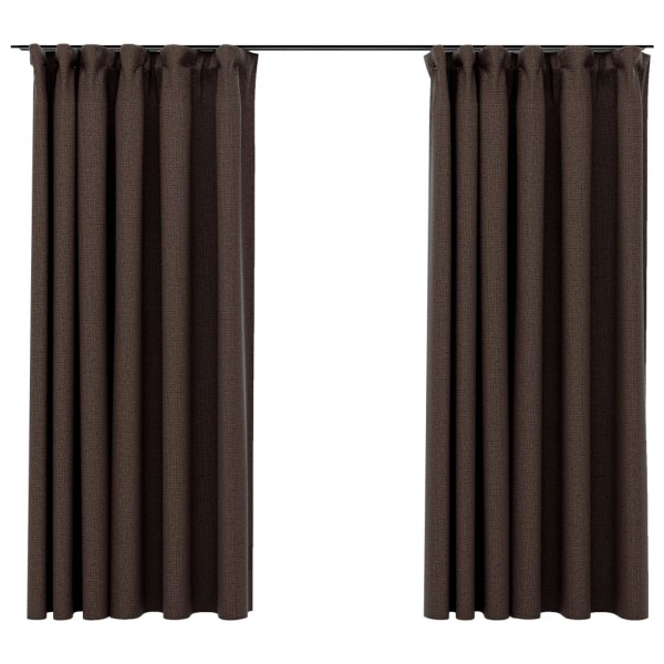 Cortinas opacas ganchos look de lino 2 pzs gris taupe 140x175cm M 2