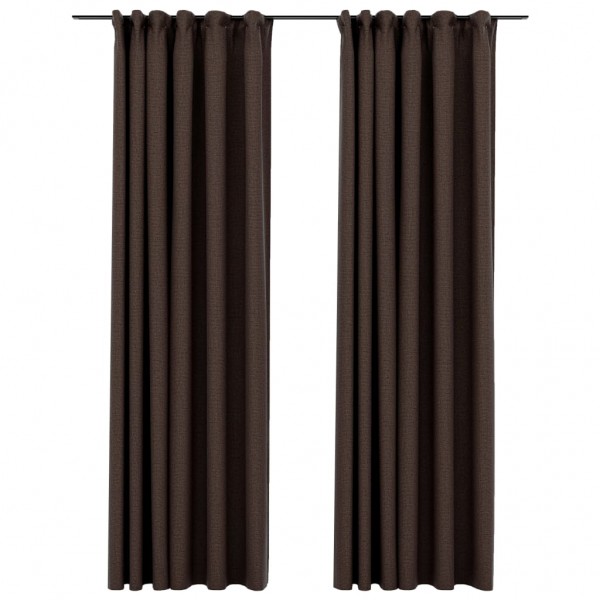 Cortinas opacas asp. linho + ganchos 2pcs 140x245cm cinza-acas. M 2
