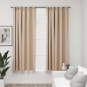 Cortinas opacas con ganchos look de lino 2 pzas beige 140x175cm 1