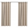 Cortinas opacas con ganchos look de lino 2 pzas beige 140x175cm 2