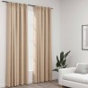 Cortinas opacas con ganchos look de lino 2 pzas beige 140x245cm 1