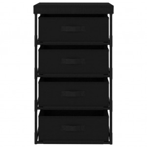 Prateleiras de arrumação com 4 gavetas de tecido aço preto H