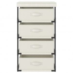 Estante de almacenamiento 4 cestas de tela acero crema H