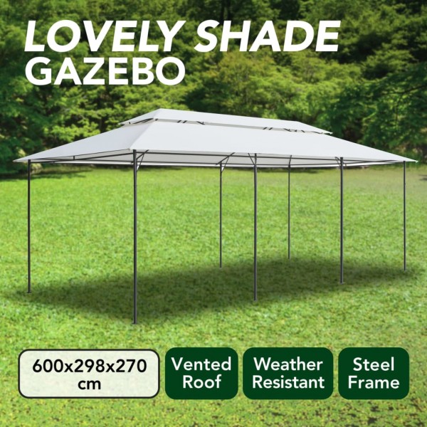 Gazebo 600x298x270 cm 180g/m² branco M 3