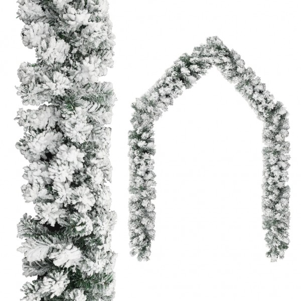 Guirnalda de Navidad con nieve flocada verde 20 m PVC D