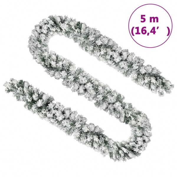 Guirnalda de Navidad con nieve flocada verde 5 m PVC M 5