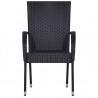 Cadeiras de exterior empilháveis 6 pcs vime PE preto 3
