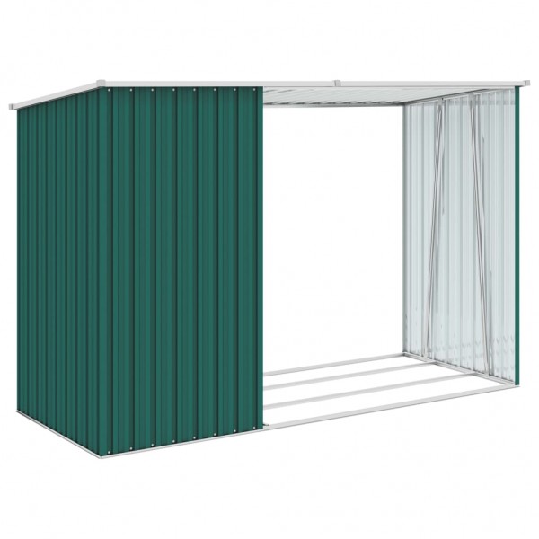Abrigo de lenha para jardim 245x98x159 cm aço galvanizado verde M 5