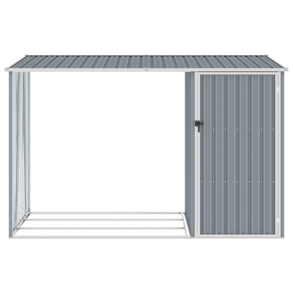 Abrigo de lenha jardim 245x98x159 cm aço galvanizado cinzento M 3