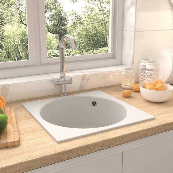 Fregadero de cocina con rebosadero granito blanco D