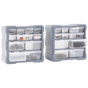 Caixas organizadoras com 12 gavetas 2 pcs 26.5x16x26 cm H