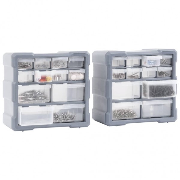 Organizadores multicajones con 12 cajones 2 uds 26.5x16x26 cm M 2