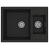 Fregadero de cocina doble seno con rebosadero granito negro 2