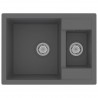 Fregadero de cocina doble seno con rebosadero granito gris 2