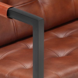 Sofá de 2 plazas cuero auténtico de cabra marrón H