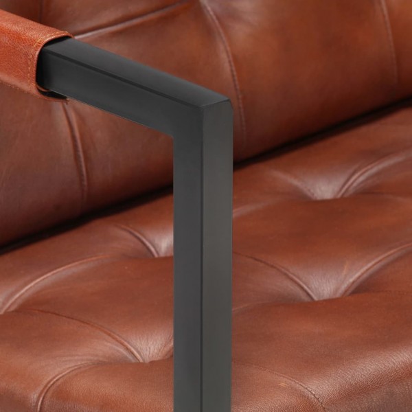 Sofá de 2 plazas cuero auténtico de cabra marrón M 2