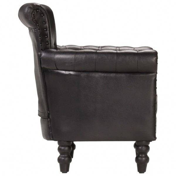 Sillón de cuero auténtico de cabra negro M 4