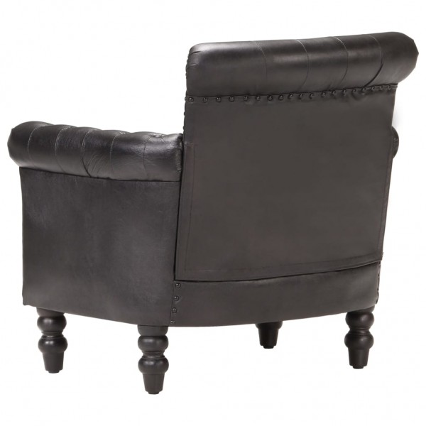 Sillón de cuero auténtico de cabra negro M 5