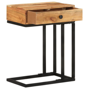 Mesa auxiliar forma de U madera maciza de acacia 45x30x61 cm H