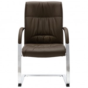 Silla de oficina voladiza de cuero sintético marrón H