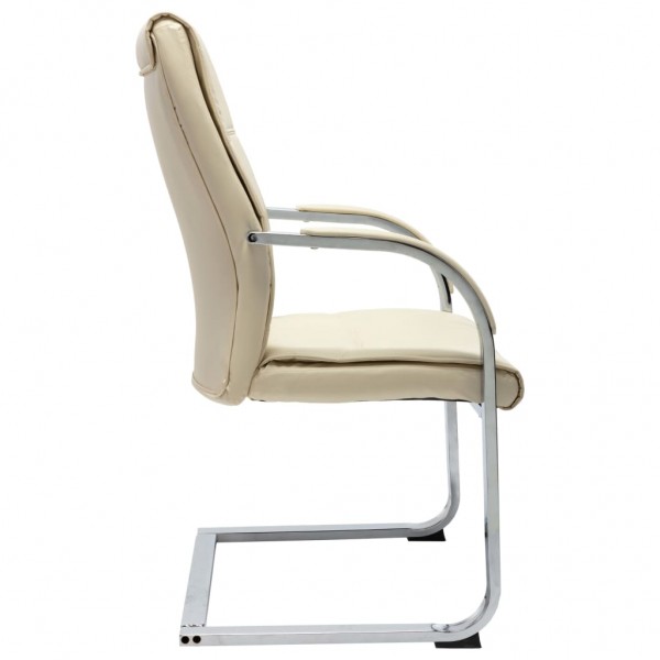 Silla de oficina voladiza de cuero sintético crema M 3
