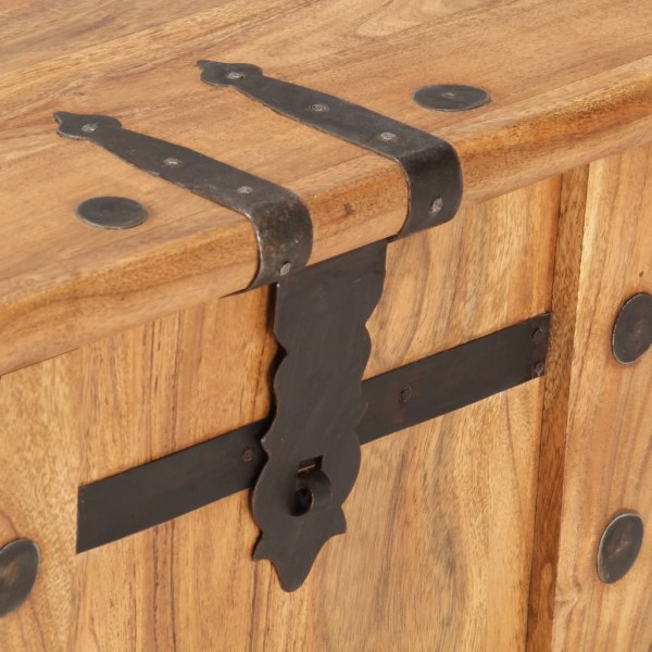 Baúl de madera maciza de acacia 90x40x40 cm M 2