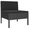 2 pcs conjunto lounge de jardim c/ almofadões vime PE preto 3