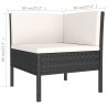 3 pcs conjunto lounge para jardim c/ almofadões vime PE preto 5