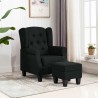 Sillón con taburete reposapiés de tela negro 1