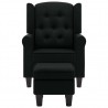 Sillón con taburete reposapiés de tela negro 4