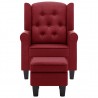 Sillón con taburete reposapiés de tela rojo tinto 4