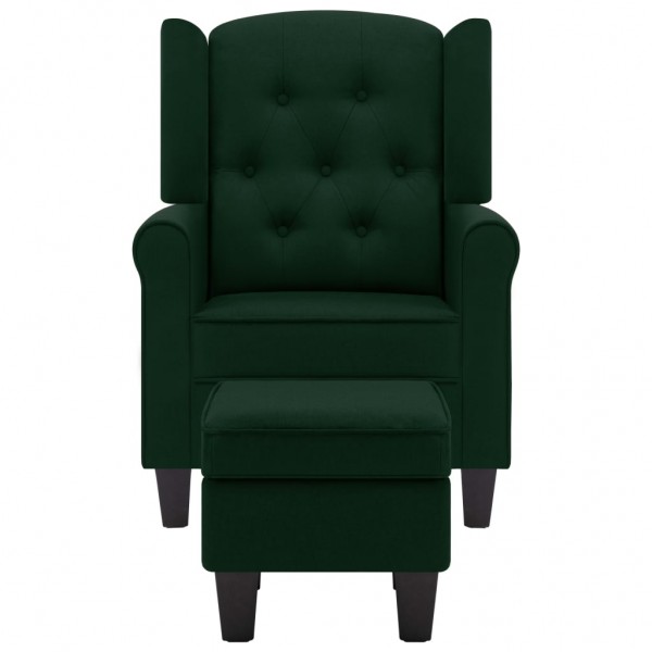 Sillón con taburete reposapiés tela verde oscuro M 4