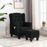 Sillón de masaje con reposapiés tela negro 1