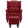 Sillón de masaje con reposapiés tela rojo tinto 4