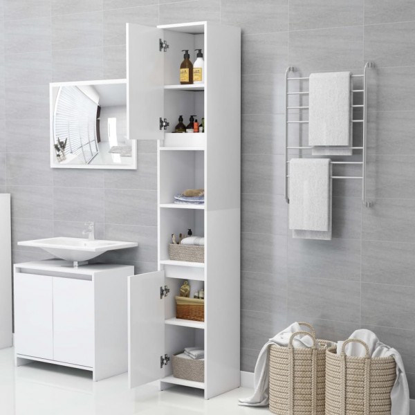 Armario de baño madera contrachapada blanco 30x30x183.5 cm M 3