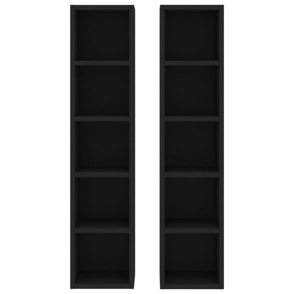 Armários para CD 2 pcs 21x16x93.5 cm contraplacado preto M 4