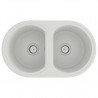 Fregadero de cocina doble ovalado granito blanco 2