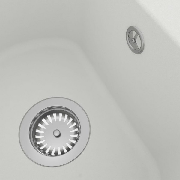 Fregadero de cocina doble ovalado granito blanco M 3