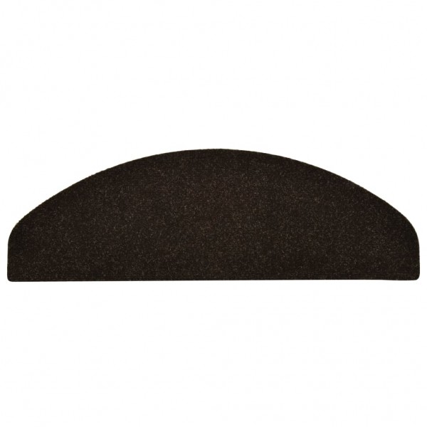 Tapetes de escada autoadesivos 15 peças 65x21x4 cm marrom escuro meio redondo grande M 5