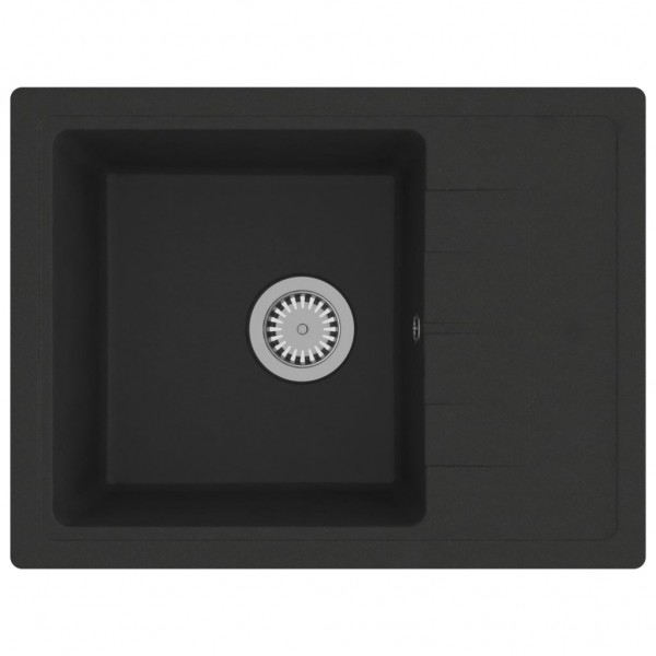 Lava-louça cozinha orifício extravasamento oval granito preto M 2