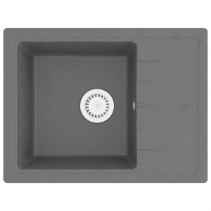 Fregadero de cocina con rebosadero ovalado granito gris H