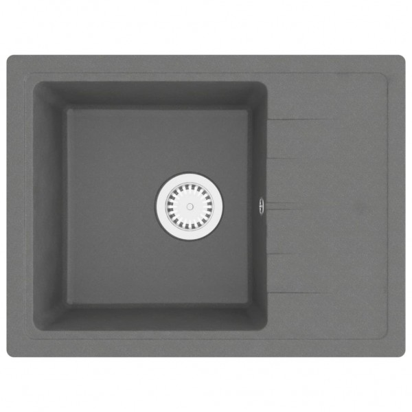 Lava-louça cozinha orifício extravasamento oval granito cinza M 2