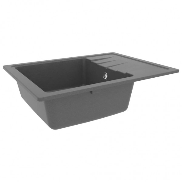 Fregadero de cocina con rebosadero ovalado granito gris M 4