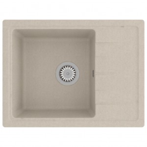 Fregadero de cocina con rebosadero ovalado granito beige H