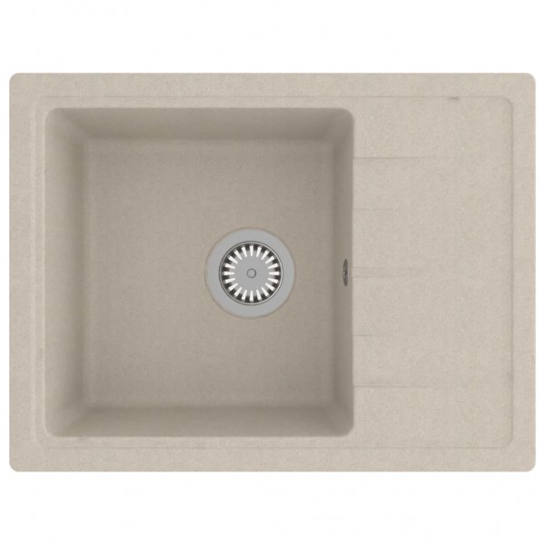 Lava-louça cozinha orifício extravasamento oval granito bege M 2