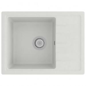 Fregadero de cocina con rebosadero ovalado granito blanco H