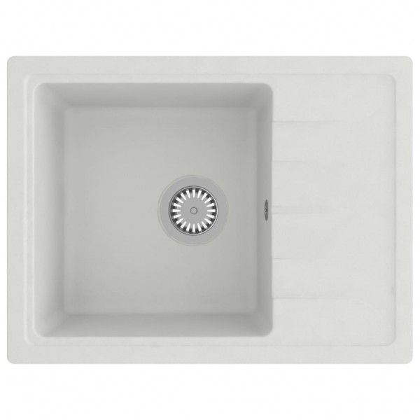 Fregadero de cocina con rebosadero ovalado granito blanco M 2